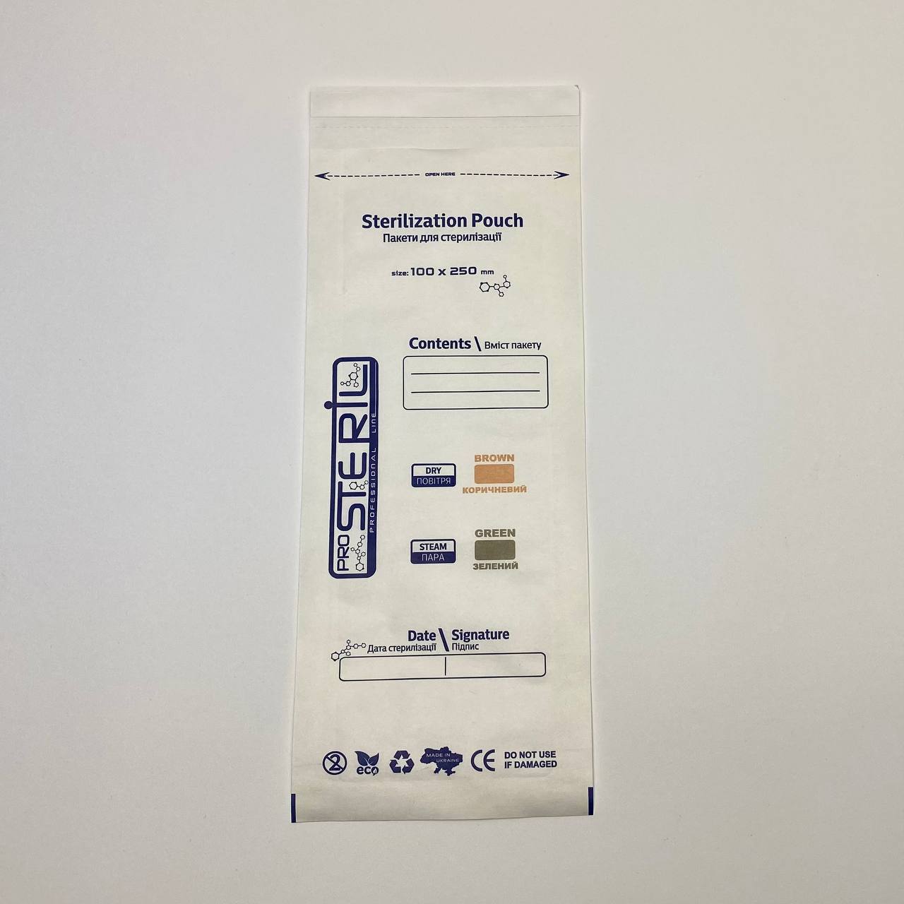 Крафт пакети для стерилізації (універсальні) 100×250 PK W, "ProSteril", білі